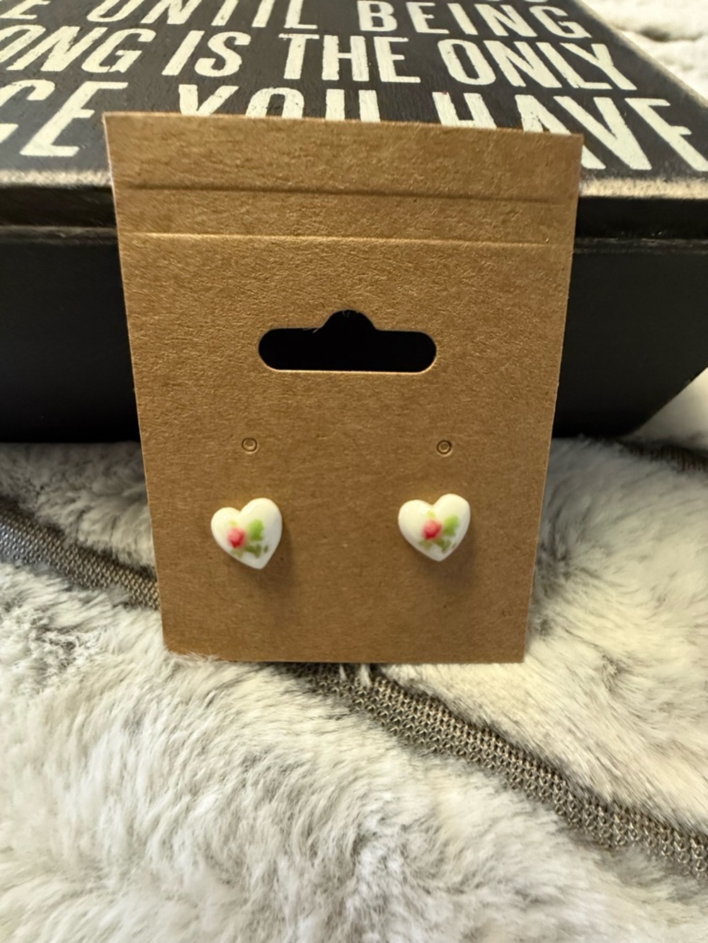 wild fable White Heart Floral Stud Earrings